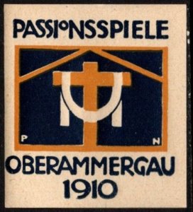 1910 German Poster Stamp Oberammergau Passion Play Folk Drama Passion of Christ