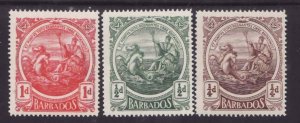 Barbados-Sc#127-9- id12-unused NH og 1/4p,1/2p,1p Seal-KGV-1916-18-