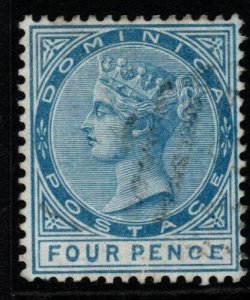 DOMINICA SG7a 1879 4d BLUE WITH MALFORMED CE FINE USED 