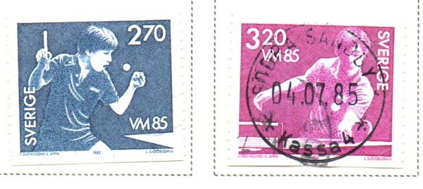 Sweden Sc  1530-1 1985 Table Tennis Championships stamp set used