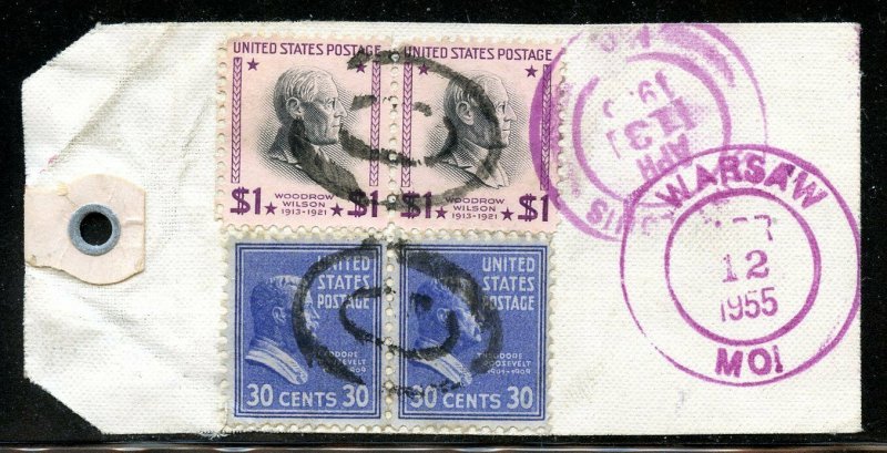 U.S. Scott 832 (2) and 830 (2) Prexies On Registered 1955 Missouri Bank Tag
