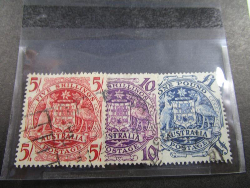 AUSTRALIA   SCOTT # 218-220  KING GEORGE VI  USED