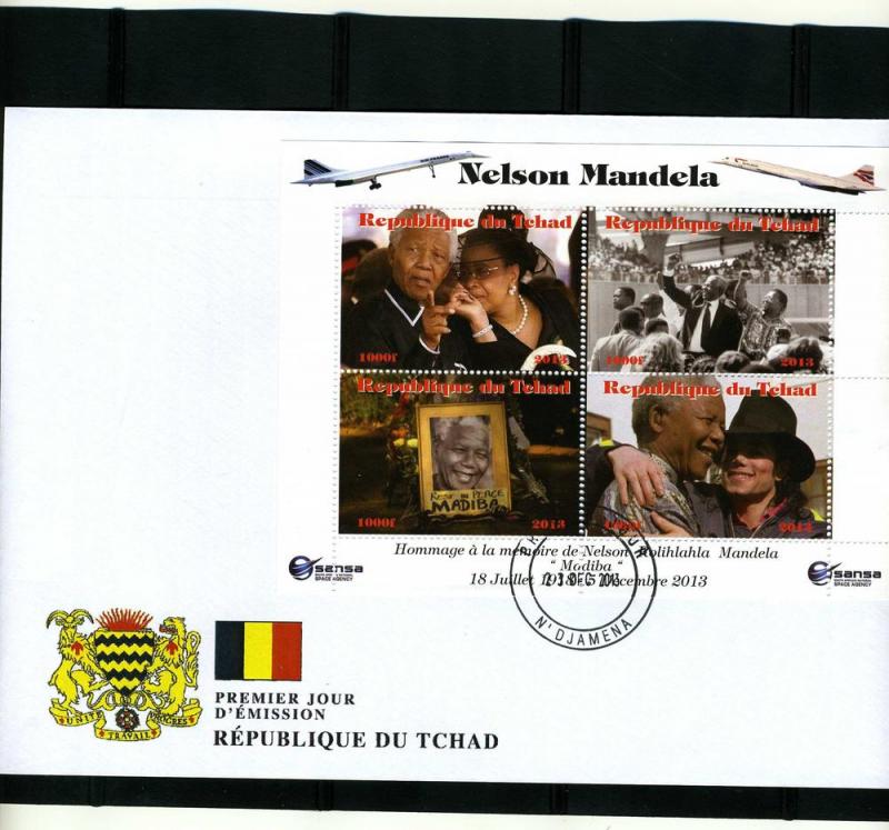 Chad 2013 Michael Jackson Nelson Mandela Sheet Perforated in official FDC