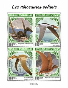 Central African Rep 2021 MNH Flying Dinosaurs Stamps Prehistoric Animals 4v M/S