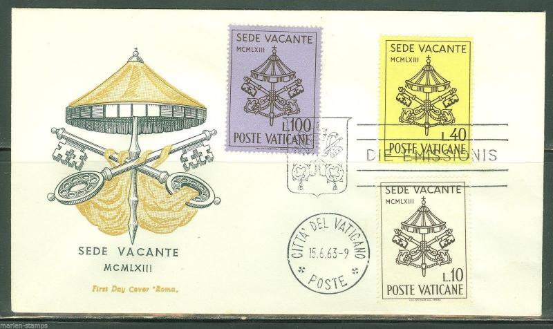 VATICAN CITY 1963 POPE JOHN XXIII SEDE VACANTE ROMA FIRST DAY COVER