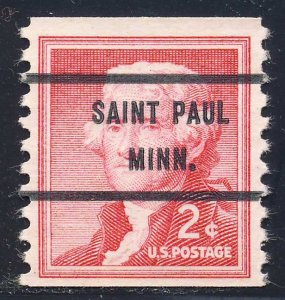 Saint Paul MN, 1055-71 Bureau Precancel, 2¢ coil Jefferson