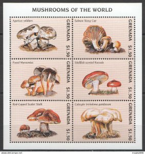 Grenada Flora Nature Mushrooms Of The World 1Kb ** Stamps Pk264