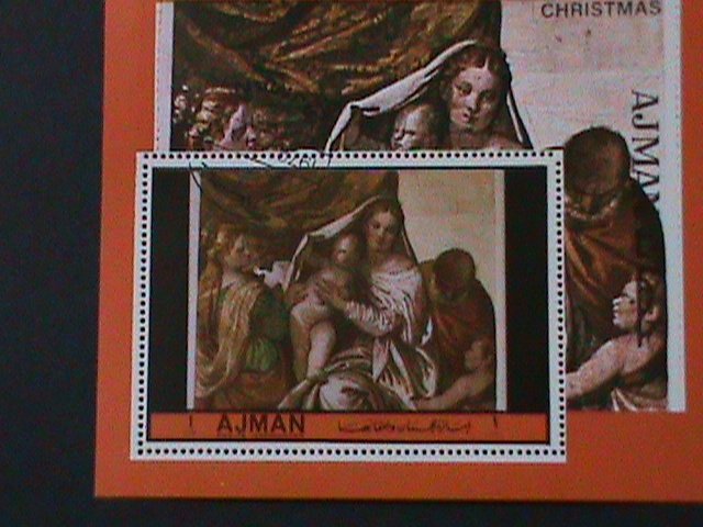 AJMAN-1972 WORLD FAMOUS CHRISTMAS PAINTING-VIRGINS & THE CHILD--CTO S/S VF