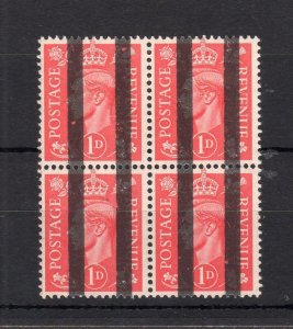 GEORGE VI 1d PALE RED UNMOUNTED MINT BLOCK OF POST OFFICE TRAINING STAMPS