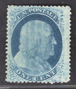 US Stamp#24 1c Blue Franklin Type V USED SCV $ $37.50 