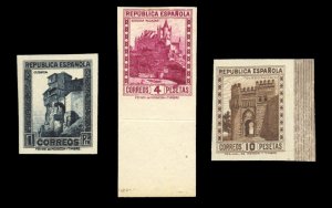 Spain #539-541a Cat$45, 1932-38 1p, 4p and 10p, imperf set of three, never hi...