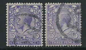 GB George V  SG 375  Used  x2 shades