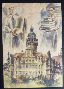 1947 Leipzig Germany Color Picture Postcard Cover First Peace Fair