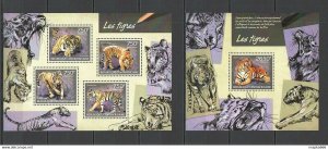 2014 Central Africa Fauna Animals Wild Cats Tigers Kb+Bl ** Ca424