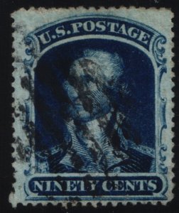 Scott #39 VF - 90c Blue - Used Black Grid Cancel with 2021 PF cert - 1860