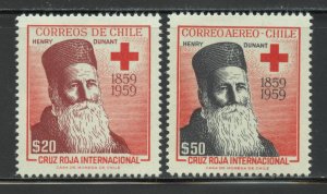 Chile Scott 322, C217 Unused VLHOG - 1959 Henri Dunant/Red Cross - SCV $1.05
