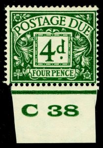 SG D31, 4d dull grey-green, M MINT. Cat £140. CONTROL C38. WMK GVIR