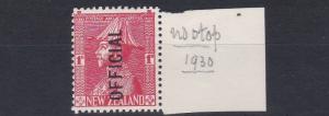 NEW ZEALAND  1927 - 33   S G  0111A  NO STOP  OFFICIAL  MH  