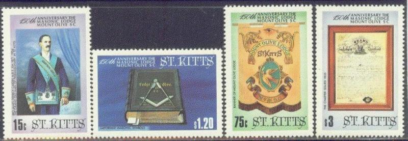 ST.KITTS 169-72 MNH 1985 Masonic Lodge Anniversary