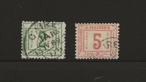 Egypt 1888 Postage Dues  sg. D66 perf 11 1/2 and D67 perf 11 1/2 x 10 1/2 used
