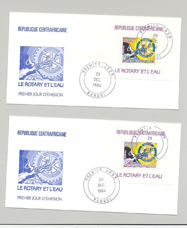 Central Africa 1984 Rotary 2v Perf & Imperf & 2v Deluxe S/S Perf & Imperf 6 FDC