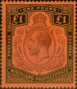 Nyasaland 1913 £1 Purple & Black-Red SG98 V.F VLMM