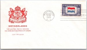 US FIRST DAY COVER OCCUPED NATIONS OF WW II NETHERLANDS CACHET HF Q21 1943