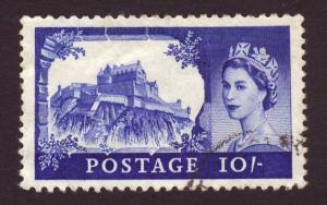 Great Britain 1955 Sc#311, SG#538 10s Blue Castle USED-VF-NH.