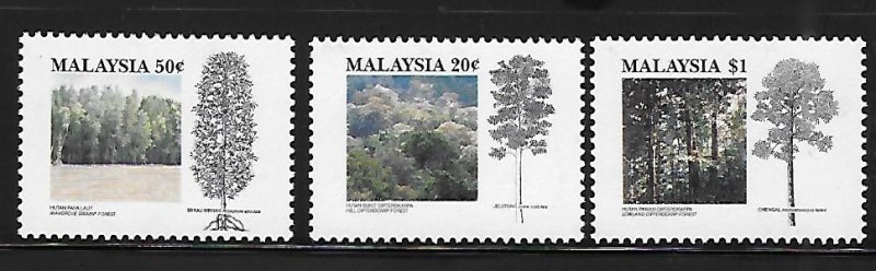 Malaysia 1992 Tropical Forests Tree Sc 452-454 MNH A509