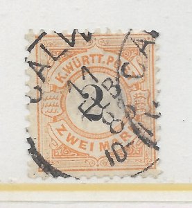 German State Wurttemberg #71 The 1886 2 Mk Used C.V. $12.00