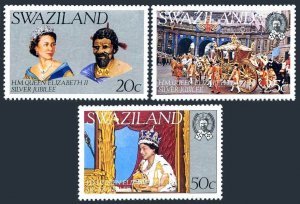 Swaziland 278-280, MNH. Michel 266-268. Reign of QE II. Sobhuza II. 1977.