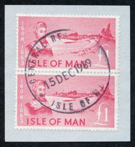 Isle of Man One Pound Deep Pink Pair QEII Pictorial Revenues CDS On Piece