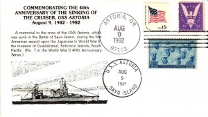 1942 USS Astoria 40th Anniversary of Sinking – USCS Forester Cachet