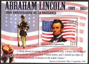 Gabon 2008 Politician President Abraham Lincoln S/S MNH