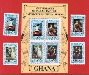 Ghana #626-630  MNH OG   Paintings  w/SS   Free S/H