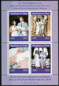 Chad 2019 MNH Prince Archie Royal Baby Harry & Meghan 4v M/S I Royalty Stamps