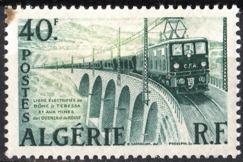 Algeria SC#283 40 fr Ligne électrifiée Bône-Tébessa (1957) MNH/Tone