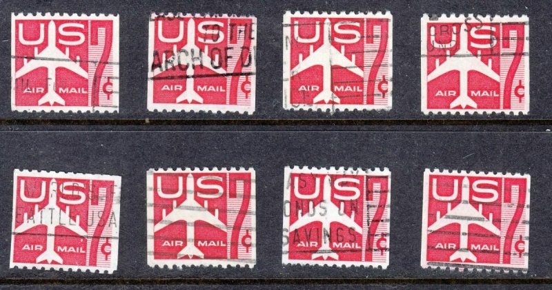 1960 Airmail Sc C61 used singles lot of 8