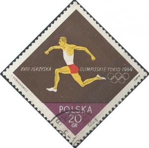 Poland 1257 (used) 20g Tokyo Olympics, running (1964)