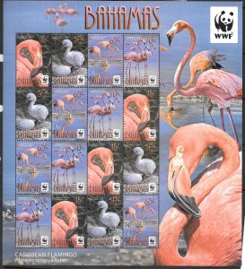 BAHAMAS SG1616a 2012 FLAMINGOS SHEETLETS NO WHITE FRAMES MNH