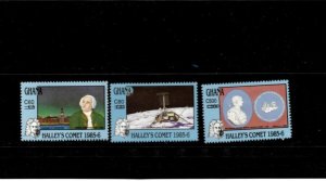 Ghana 1989 - Halley's Comet REVAL OVPT - Set of 3 Stamps - Scott #1128-30 - MNH