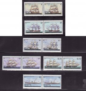 St. Kitts-Scott#38-43- id7-Unused NH set in pairs -variety-Ships- left stamp of