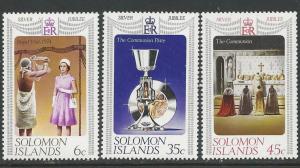 Solomon Islands  # 345-47  QE II Silver Jubilee 1977 (3) Mint NH