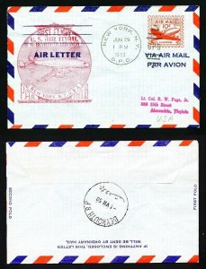 # UC16 FAM # 18 First Flight cover from New York to Lebanon - 6-29-1950 - # 1