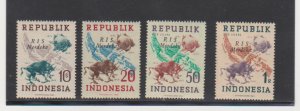 INDONESIA Scott # 62-65 MH Ris Nerdeka Ovp. Map UPU Emblem & Banteng Symbol 1949