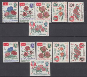 J40364 JL Stamps 1967? yemen set perf $ imperf non scotts ? flowers