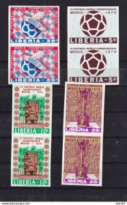 Liberia 1970 World Soccer Championship MNH Mexico Imperf Horizontal Pairs 15985