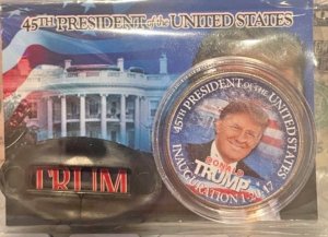 DONALD TRUMP Colorized Authentic JFK Half Dollar Coin COA #206040504605