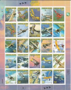 Marshall Islands # 617, Legendary Bi-Planes, Full Sheet, Mint  NH, 1/2 Cat.