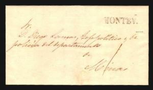 Uruguay 1853 PREPHILATELIC COVER MONTEV. IN BLACK R SIGNED CIARDI